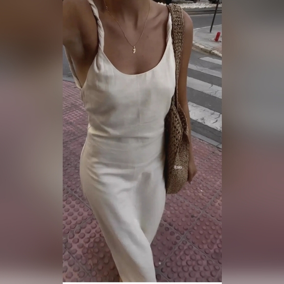 Zara dress twist linen blend long  2918 215 - Picture 3 of 13